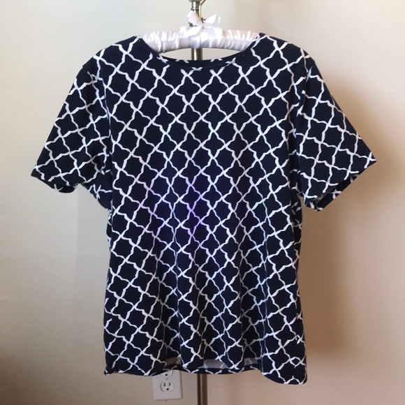 Talbots Tops - Like-New Talbots XL Navy and White Short Sleeve Top, 95% Cotton, 5% Spandex